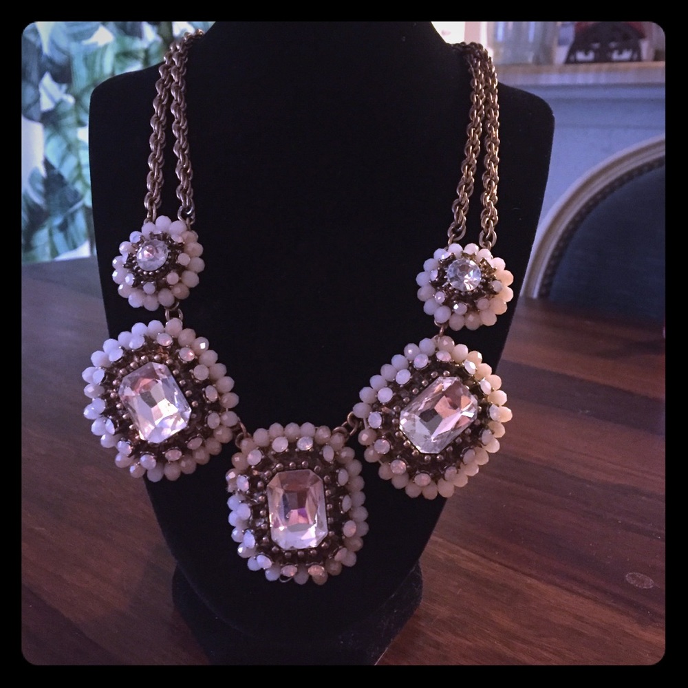 Gold & clear rhinestone statement necklace